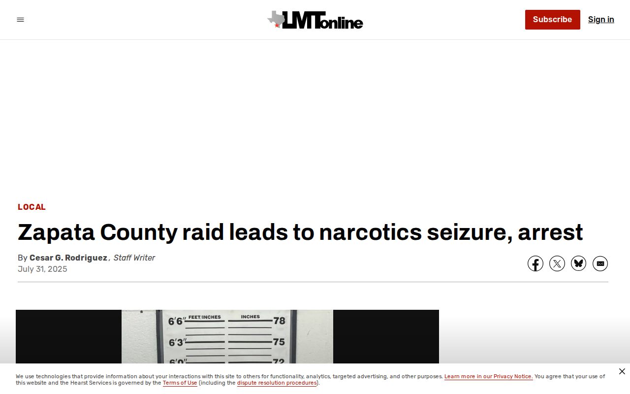 Zapata County arrest-news record context from a Zapata-area Laredo Morning Times report